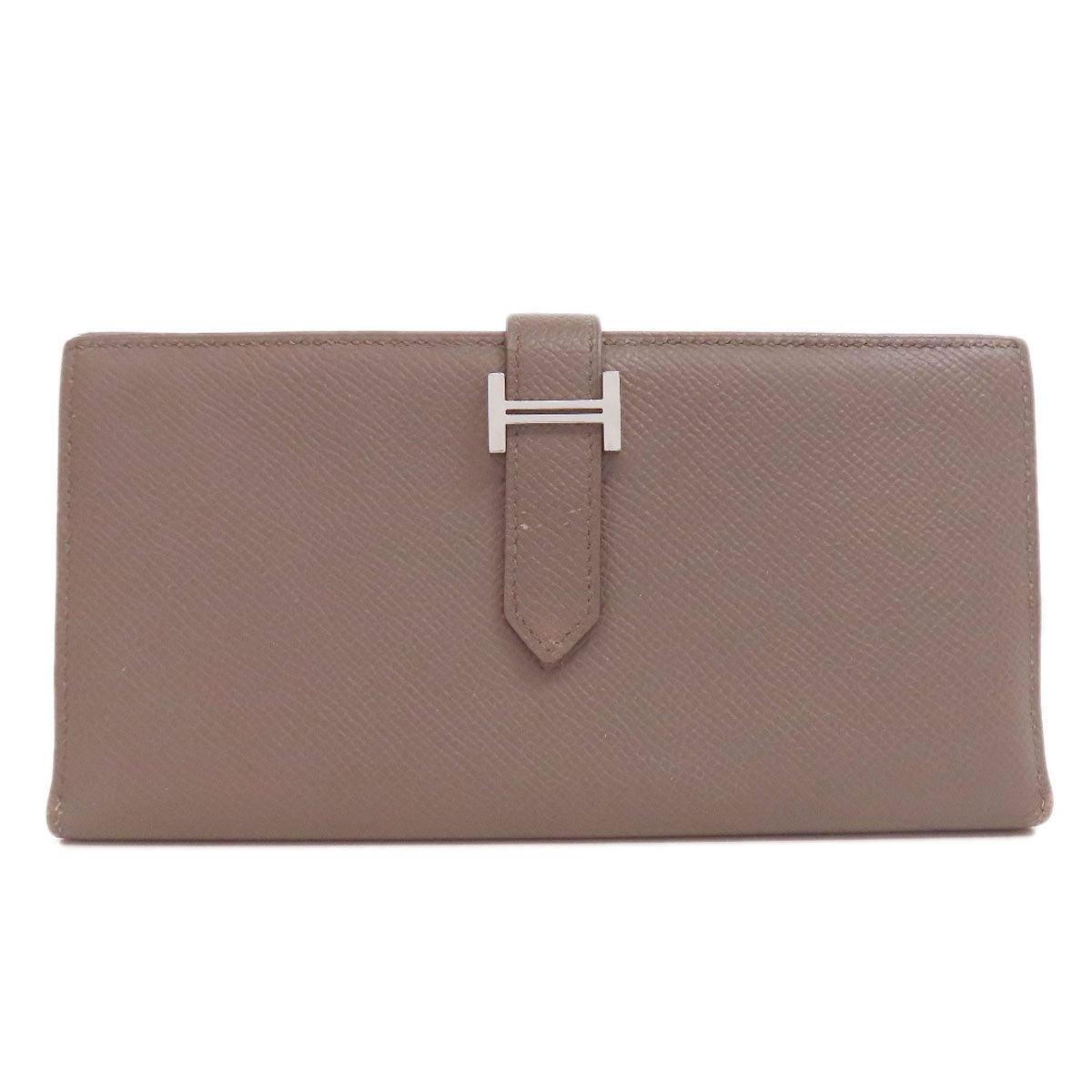 HERMES Long Wallet Purse Epsom gray Bearn soufflet ethane SilverMetal