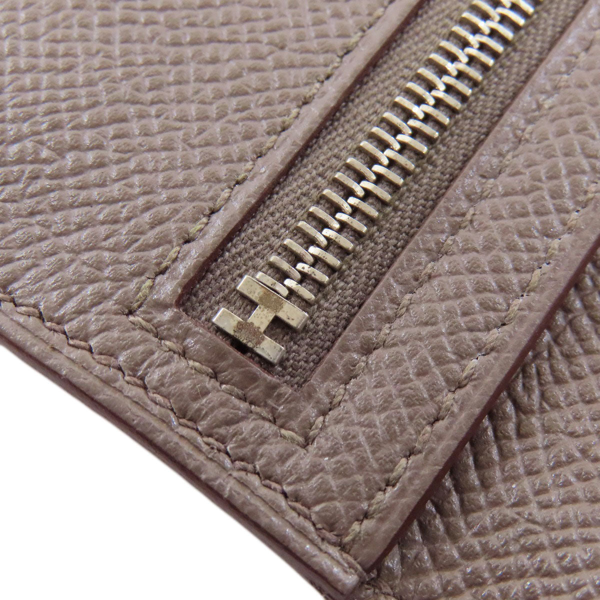 HERMES Long Wallet Purse Epsom gray Bearn soufflet ethane SilverMetal