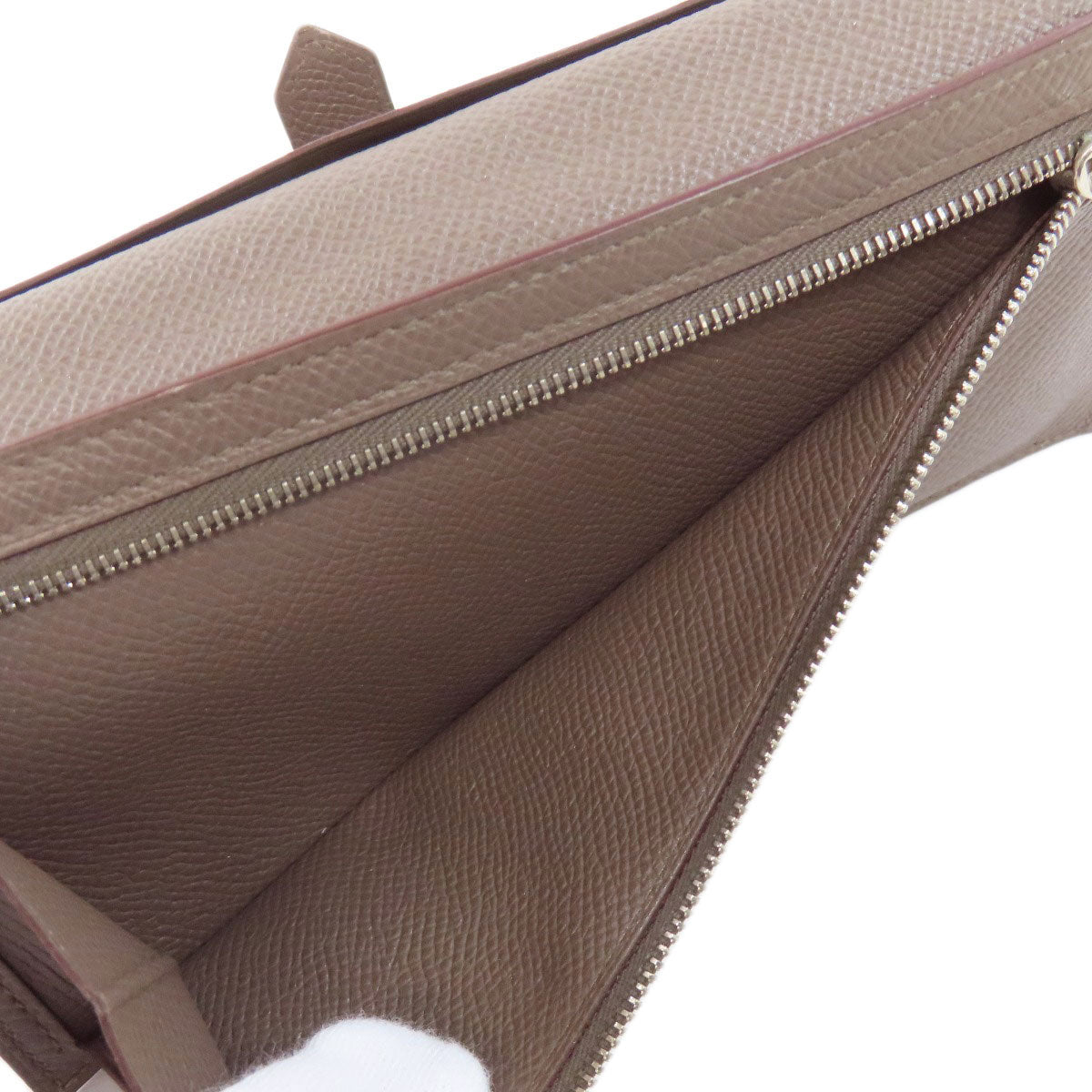 HERMES Long Wallet Purse Epsom gray Bearn soufflet ethane SilverMetal