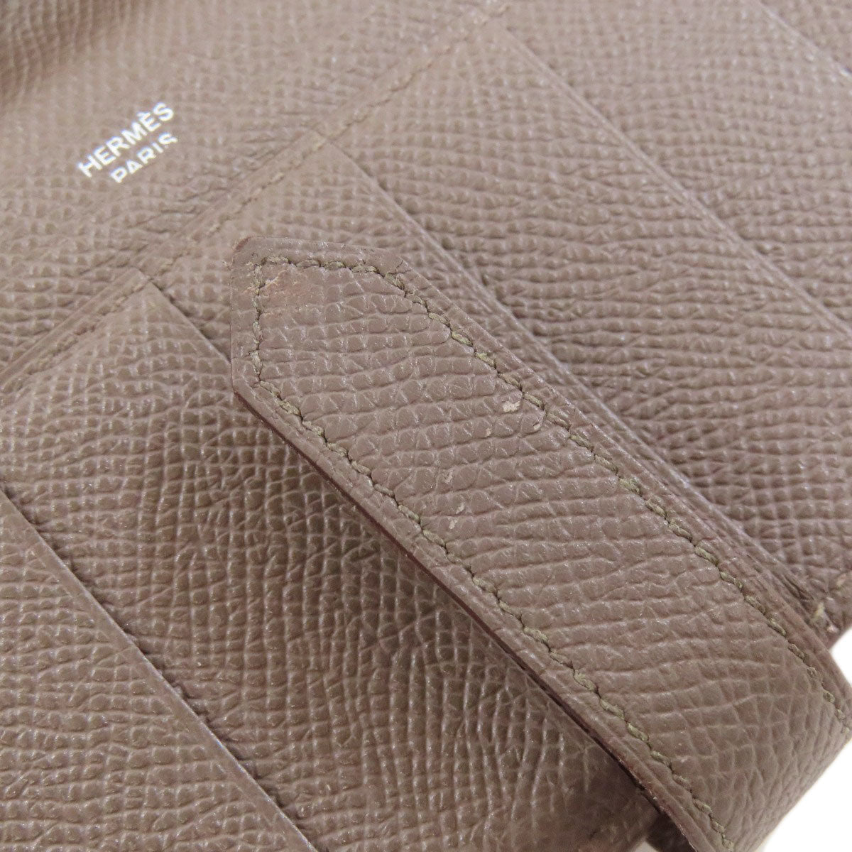 HERMES Long Wallet Purse Epsom gray Bearn soufflet ethane SilverMetal