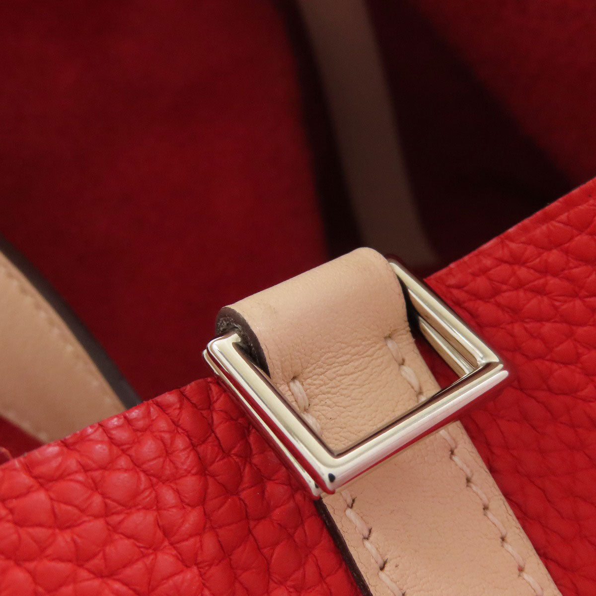 HERMES Handbag Taurillon Clemence Red Picotin Lock MM Touch SilverMetal