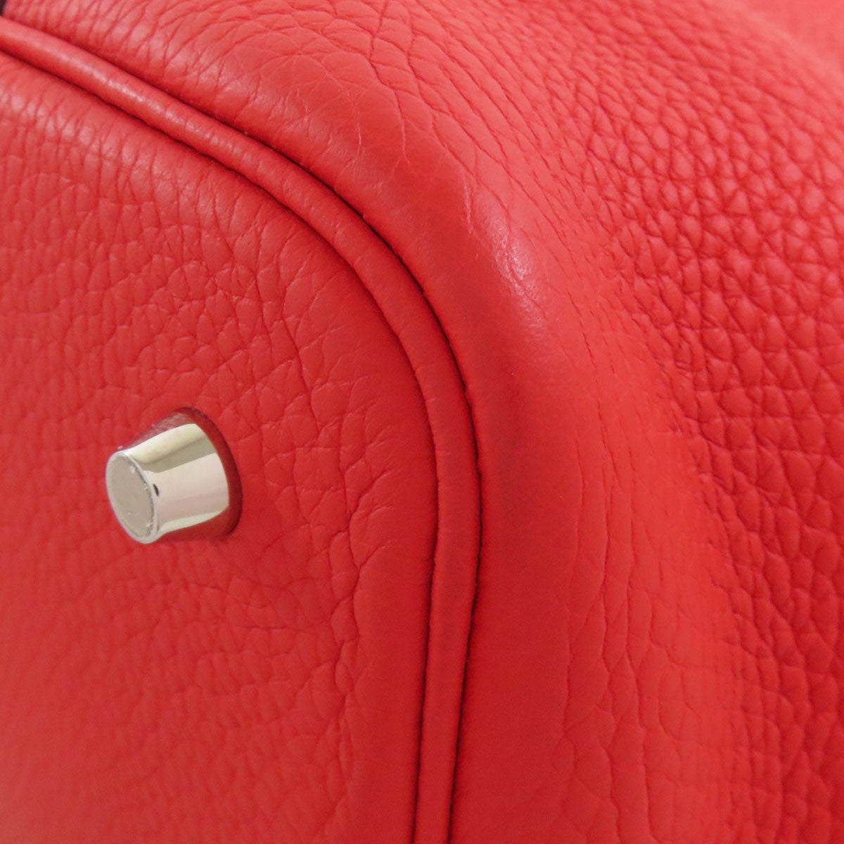 HERMES Handbag Taurillon Clemence Red Picotin Lock MM Touch SilverMetal
