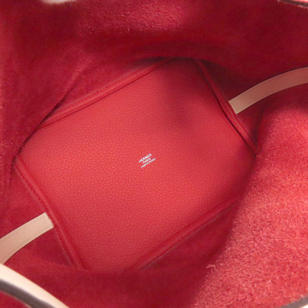 HERMES Handbag Taurillon Clemence Red Picotin Lock MM Touch SilverMetal