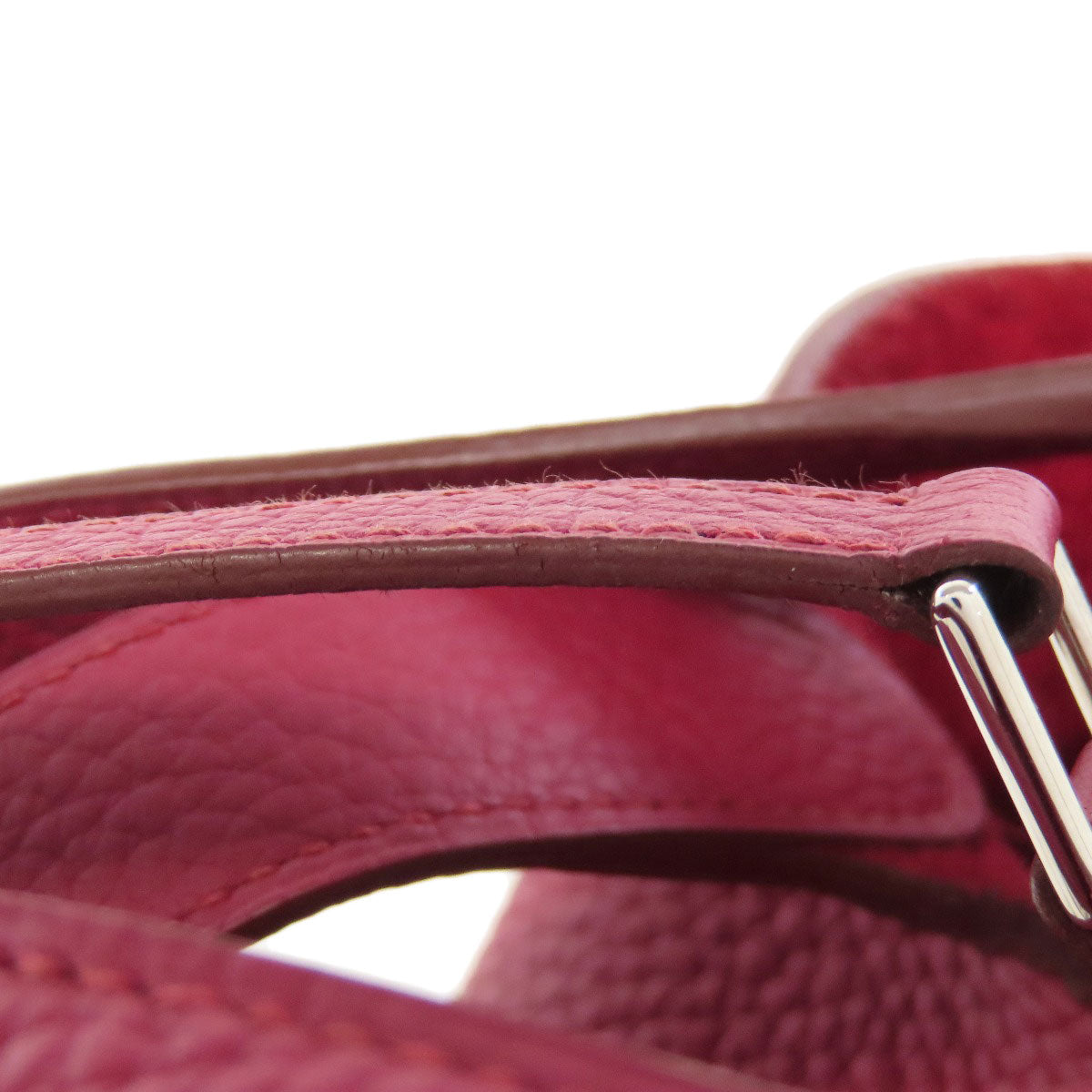 HERMES Handbag Taurillon Clemence Red Picotin Lock PM SilverMetal