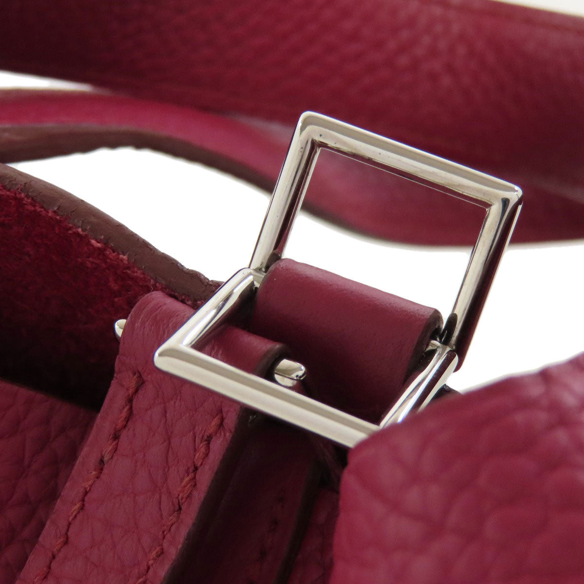 HERMES Handbag Taurillon Clemence Red Picotin Lock PM SilverMetal