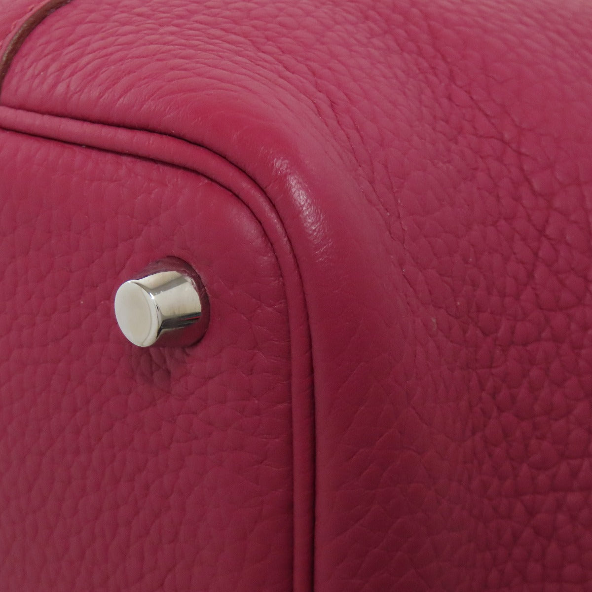 HERMES Handbag Taurillon Clemence Red Picotin Lock PM SilverMetal