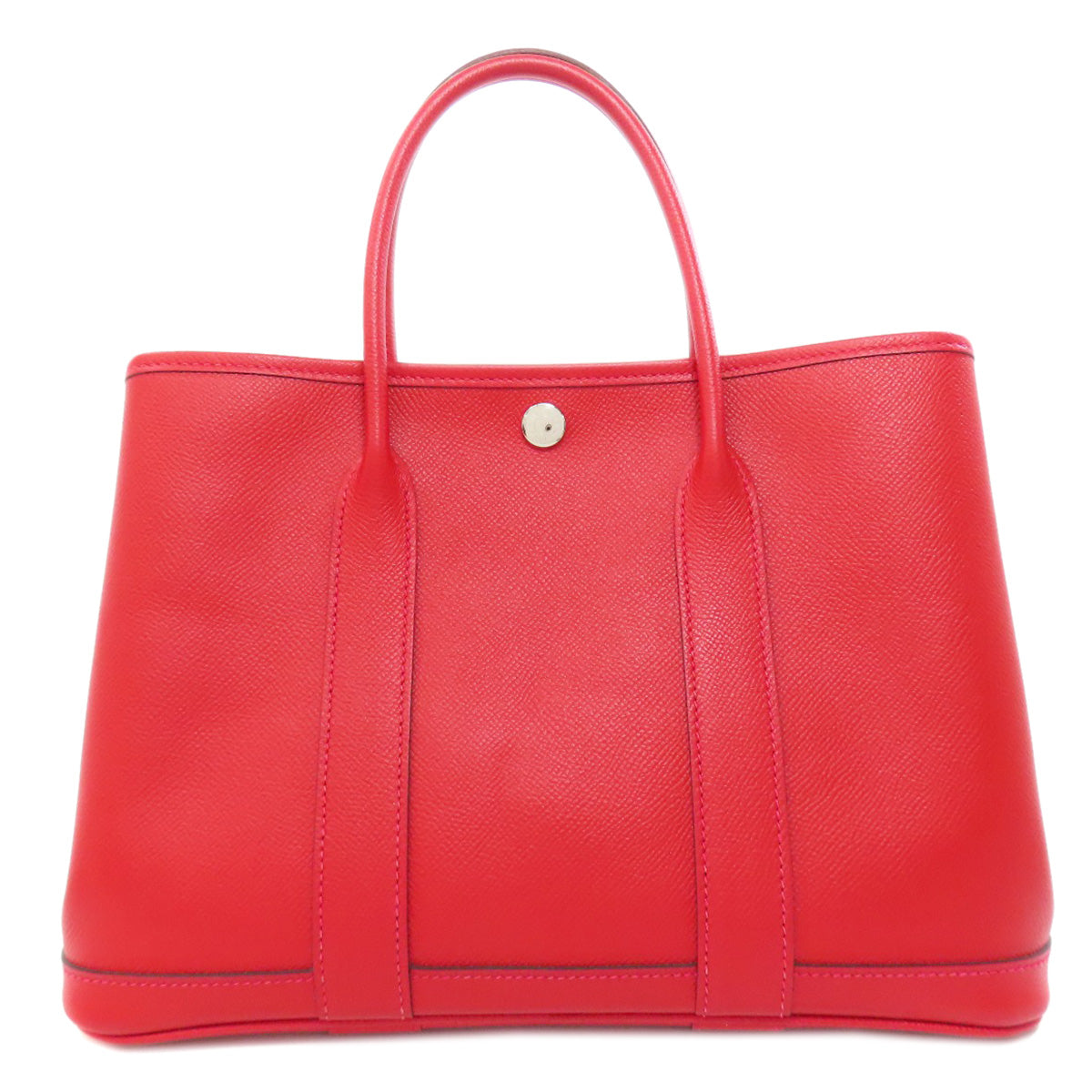 HERMES Handbag Epsom Red Garden Party TPM SilverMetal