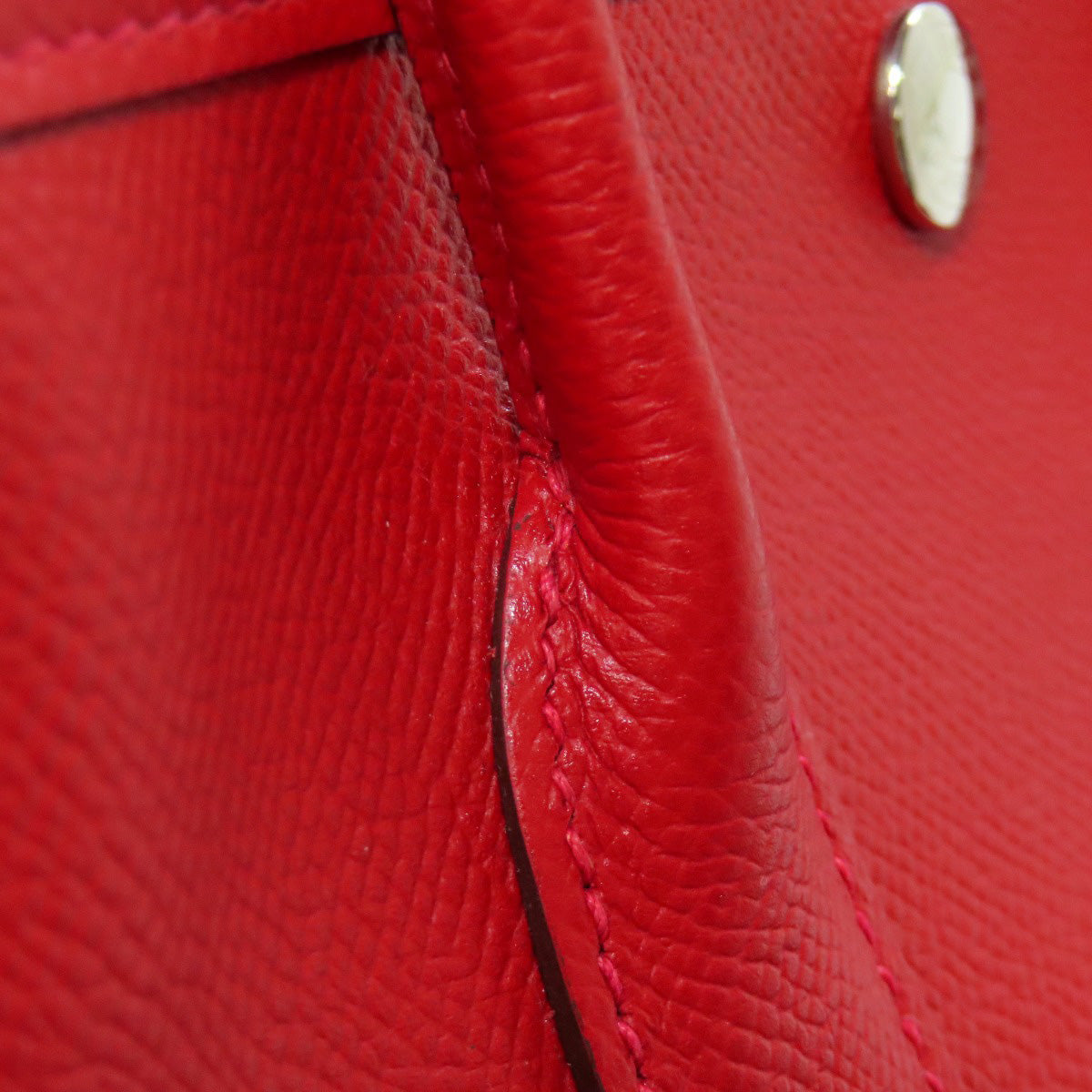 HERMES Handbag Epsom Red Garden Party TPM SilverMetal