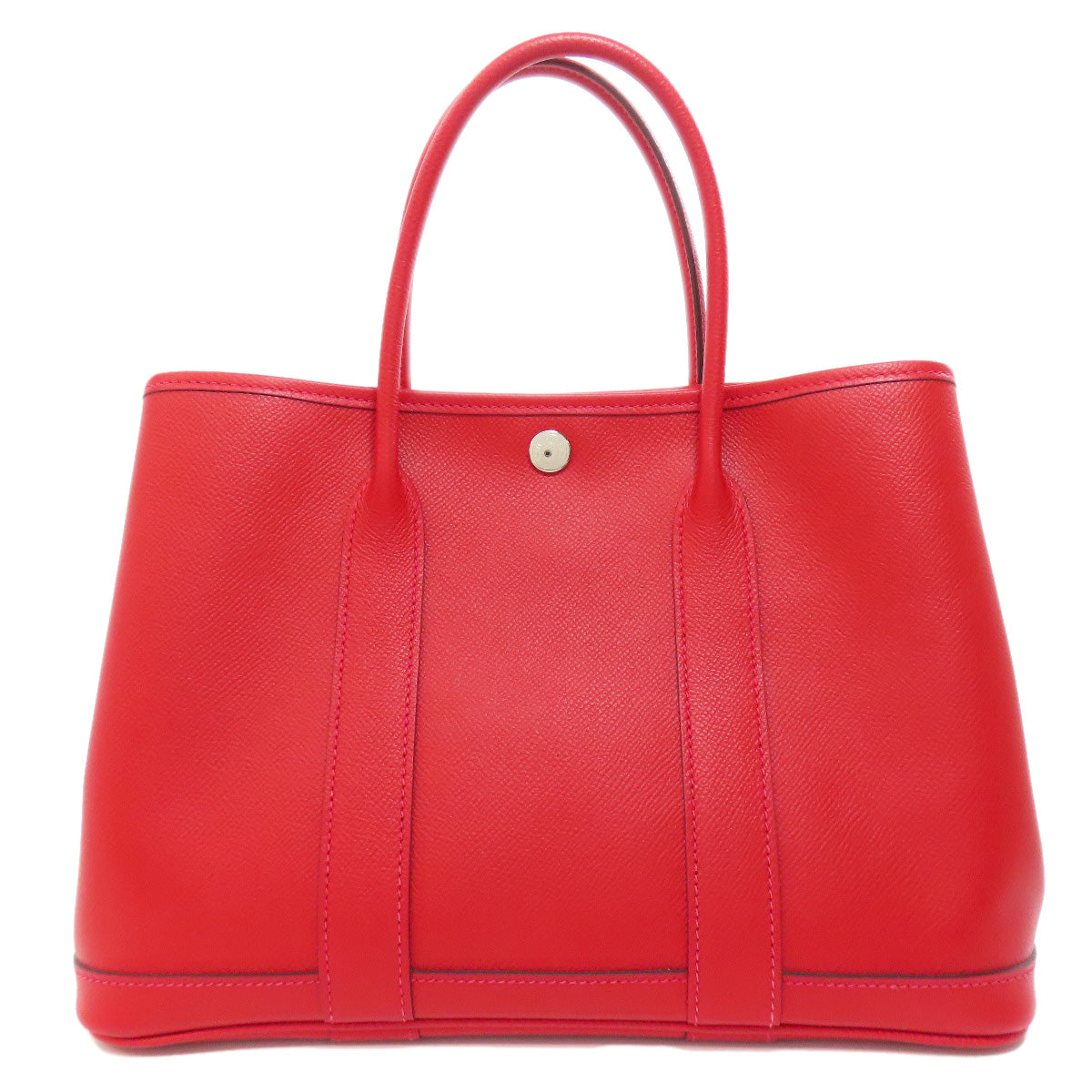 HERMES Handbag Epsom Red Garden Party TPM SilverMetal