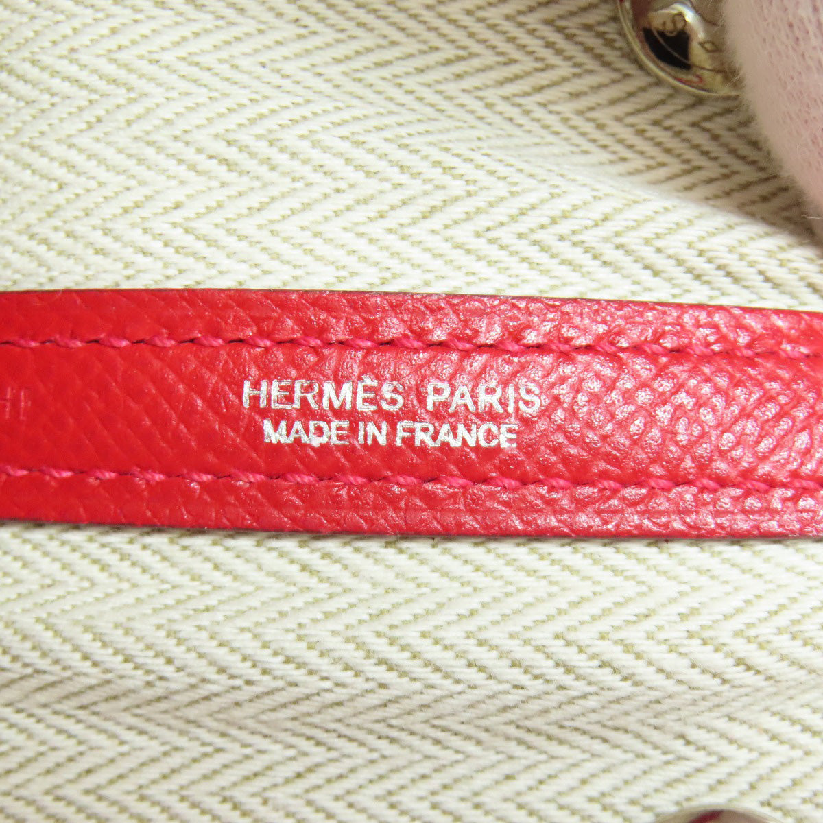 HERMES Handbag Epsom Red Garden Party TPM SilverMetal