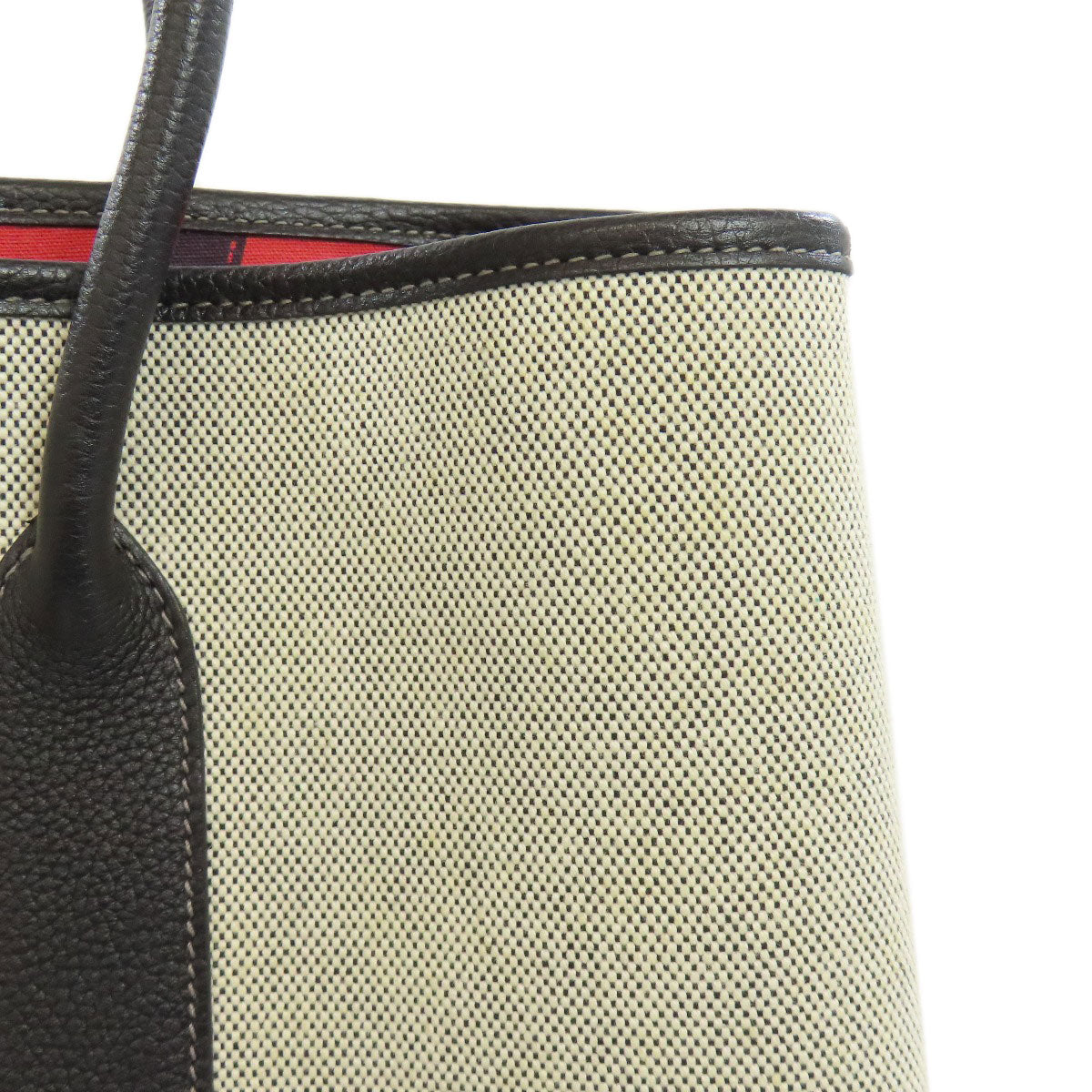 HERMES Tote Bag Towar gray Bolduc Ribbon Garden Party PM SilverMetal