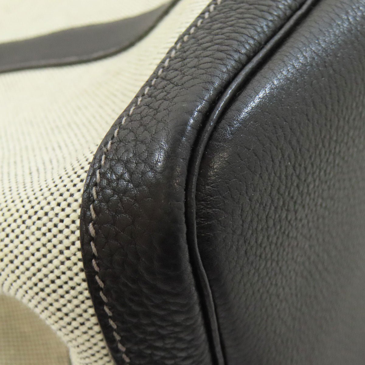 HERMES Tote Bag Towar gray Bolduc Ribbon Garden Party PM SilverMetal