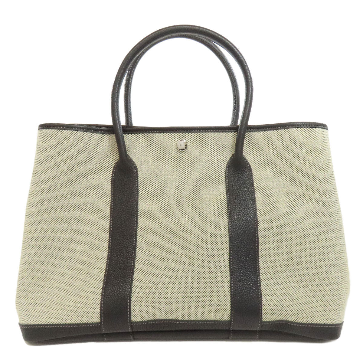 HERMES Tote Bag Towar gray Bolduc Ribbon Garden Party PM SilverMetal