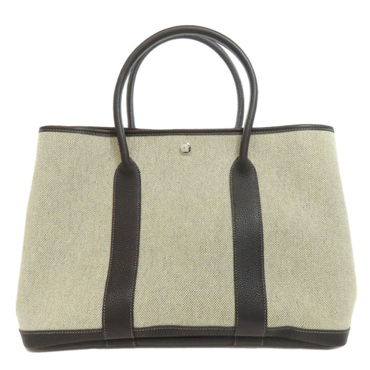 HERMES Tote Bag Towar gray Bolduc Ribbon Garden Party PM SilverMetal
