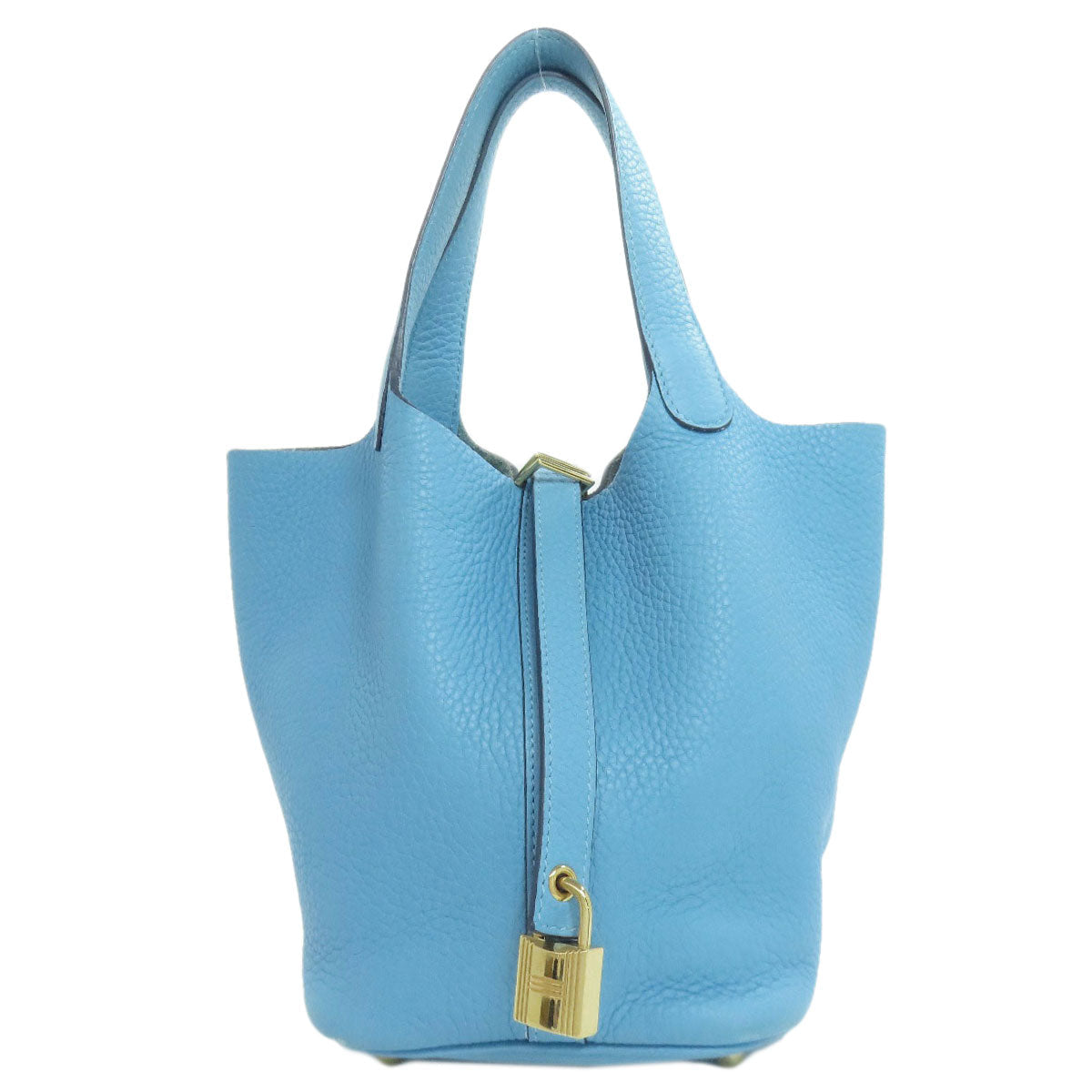 HERMES Handbag Taurillon Clemence blue Picotin Lock PM Gold Metal