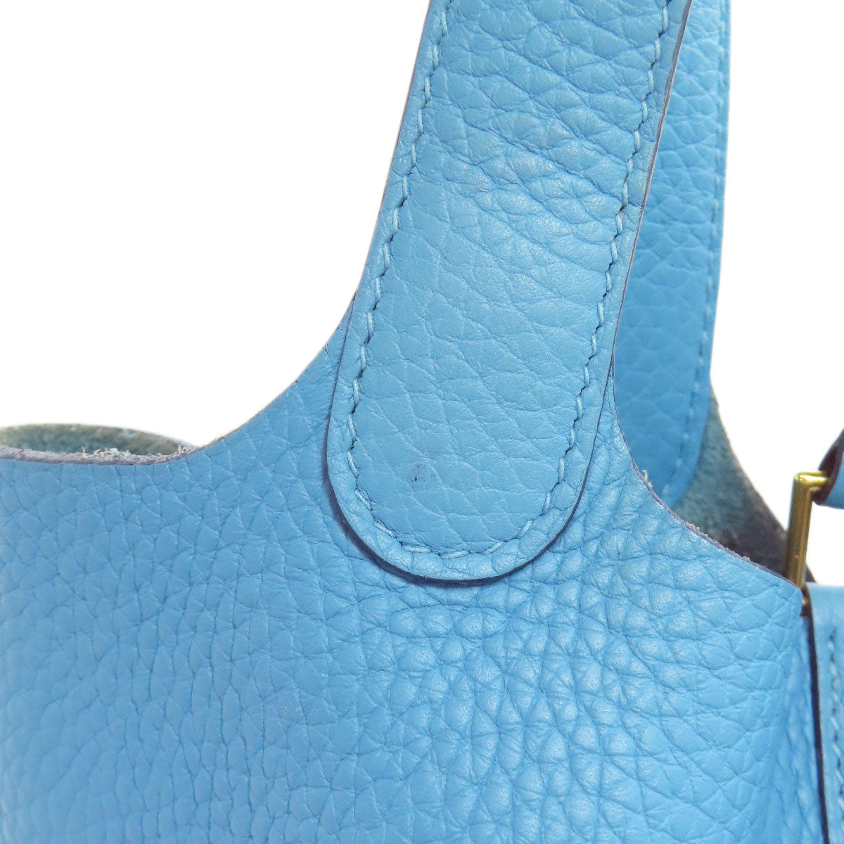 HERMES Handbag Taurillon Clemence blue Picotin Lock PM Gold Metal