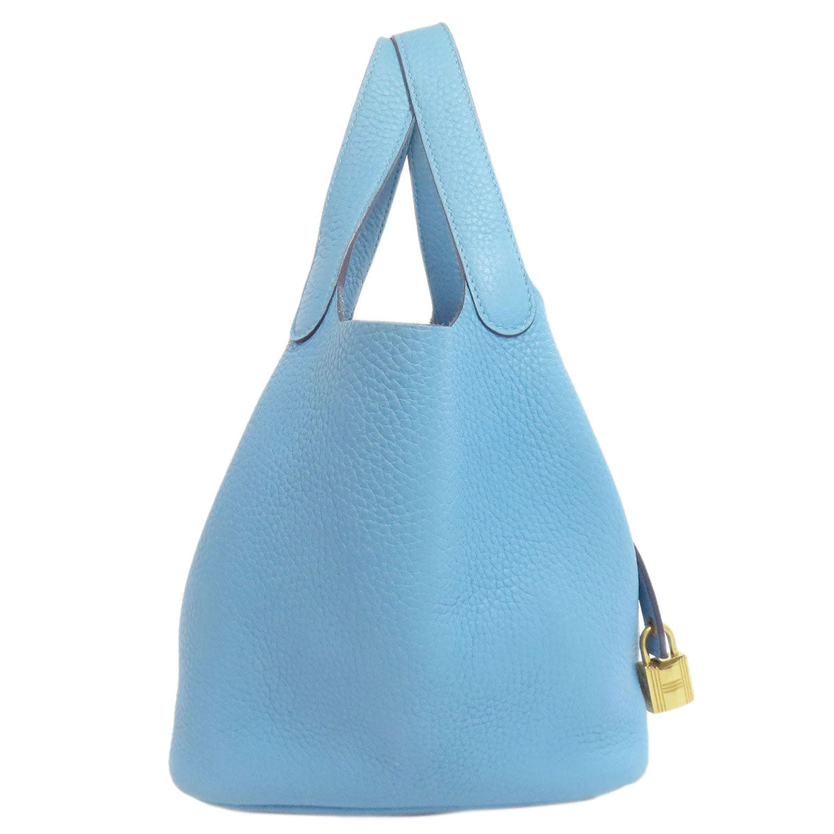 HERMES Handbag Taurillon Clemence blue Picotin Lock PM Gold Metal