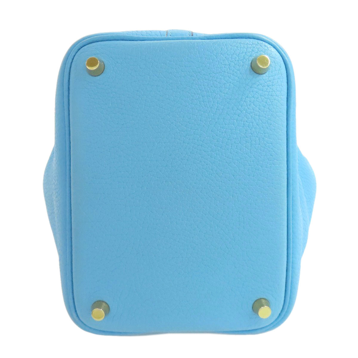 HERMES Handbag Taurillon Clemence blue Picotin Lock PM Gold Metal