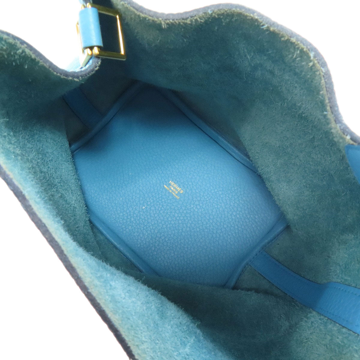 HERMES Handbag Taurillon Clemence blue Picotin Lock PM Gold Metal