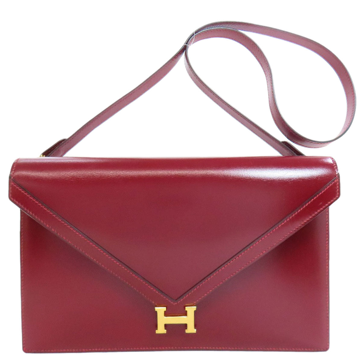 HERMES Shoulder Bag Box scarf Red Riddi Gold Metal