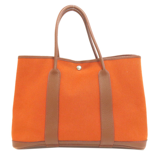 HERMES Tote Bag Tower ash Orange Garden Party PM SilverMetal