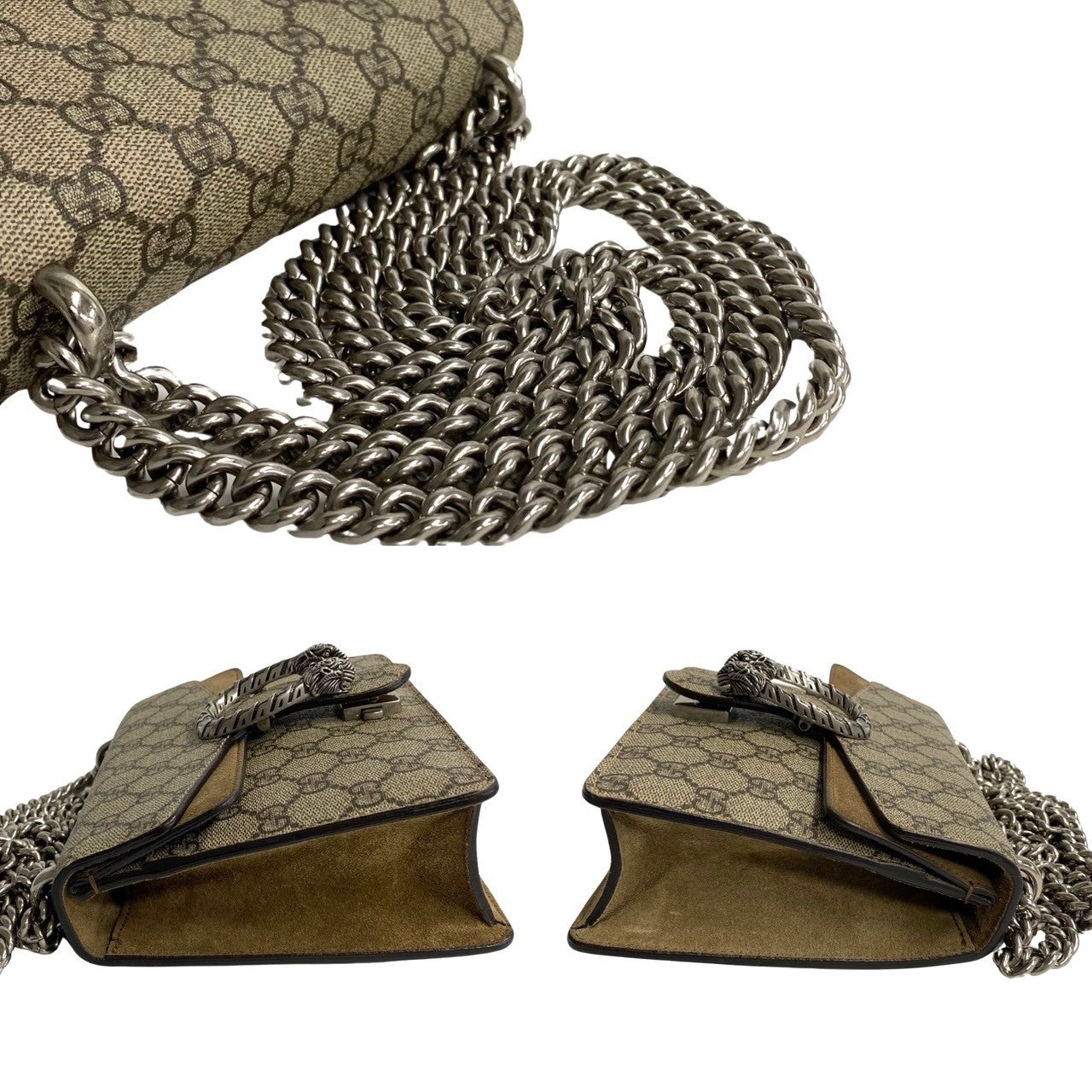 GUCCI Shoulder Bag leather Brown Dionysus