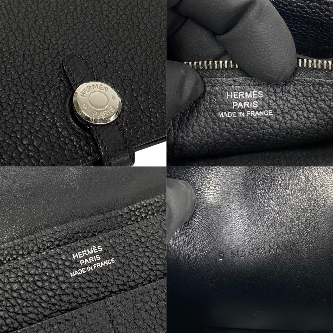 HERMES Long Wallet Purse Togo black Dogon GM