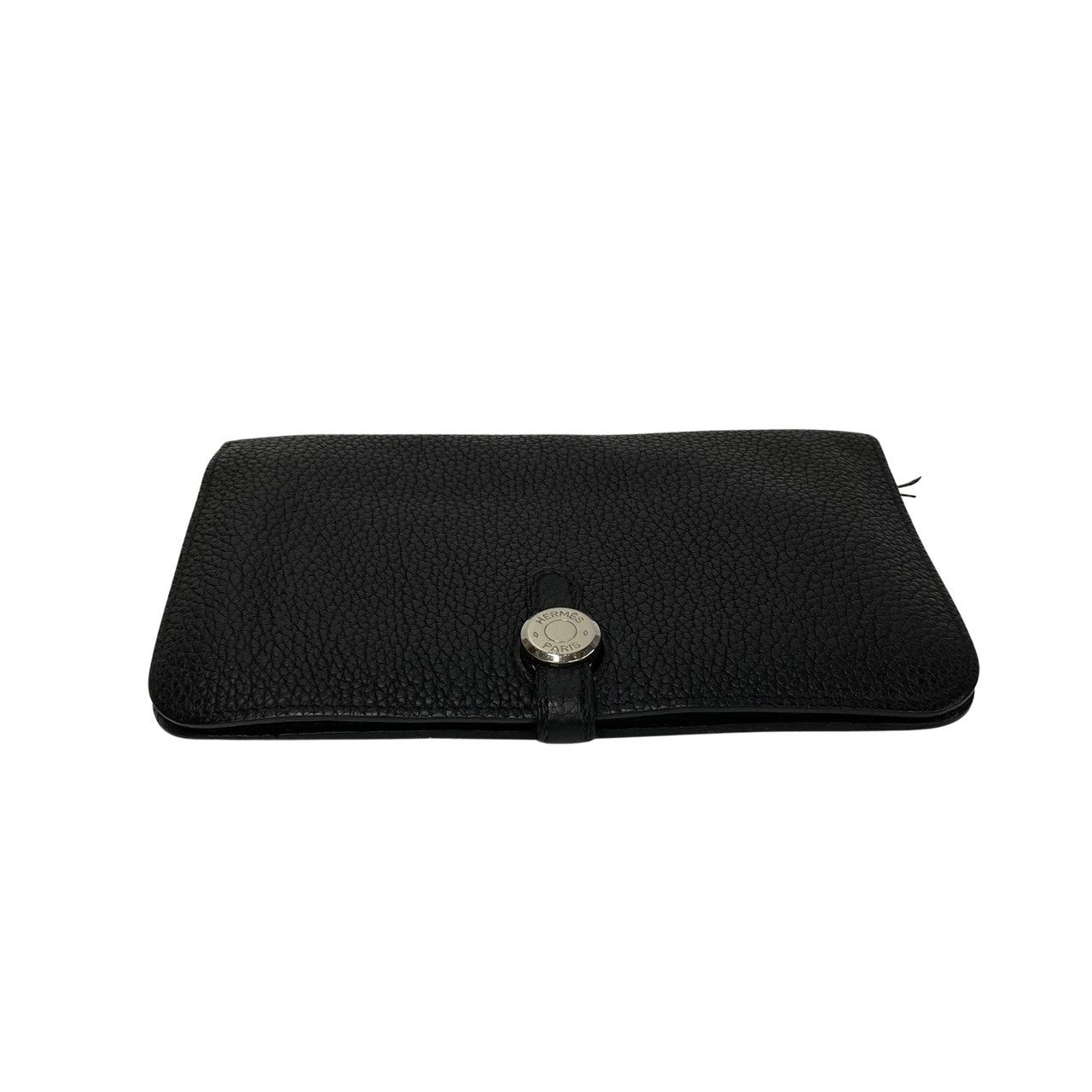 HERMES Long Wallet Purse Togo black Dogon GM