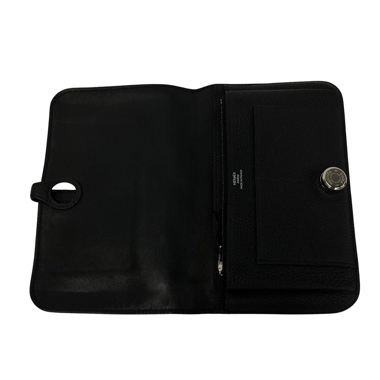 HERMES Long Wallet Purse Togo black Dogon GM
