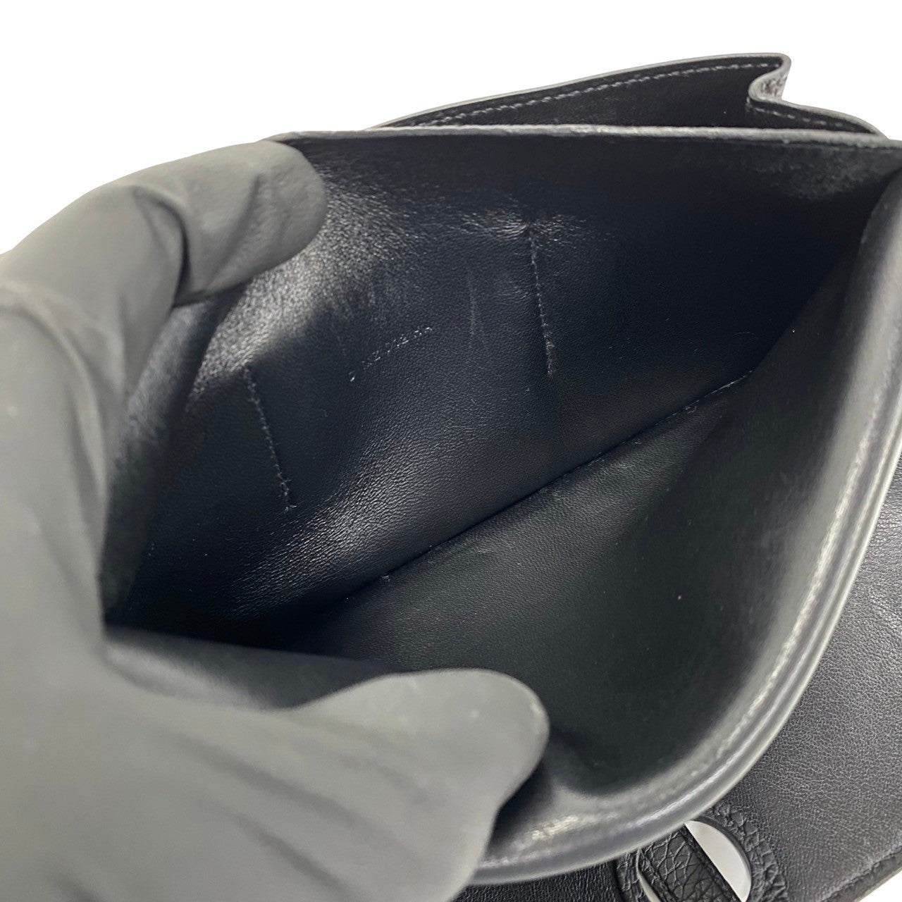 HERMES Long Wallet Purse Togo black Dogon GM