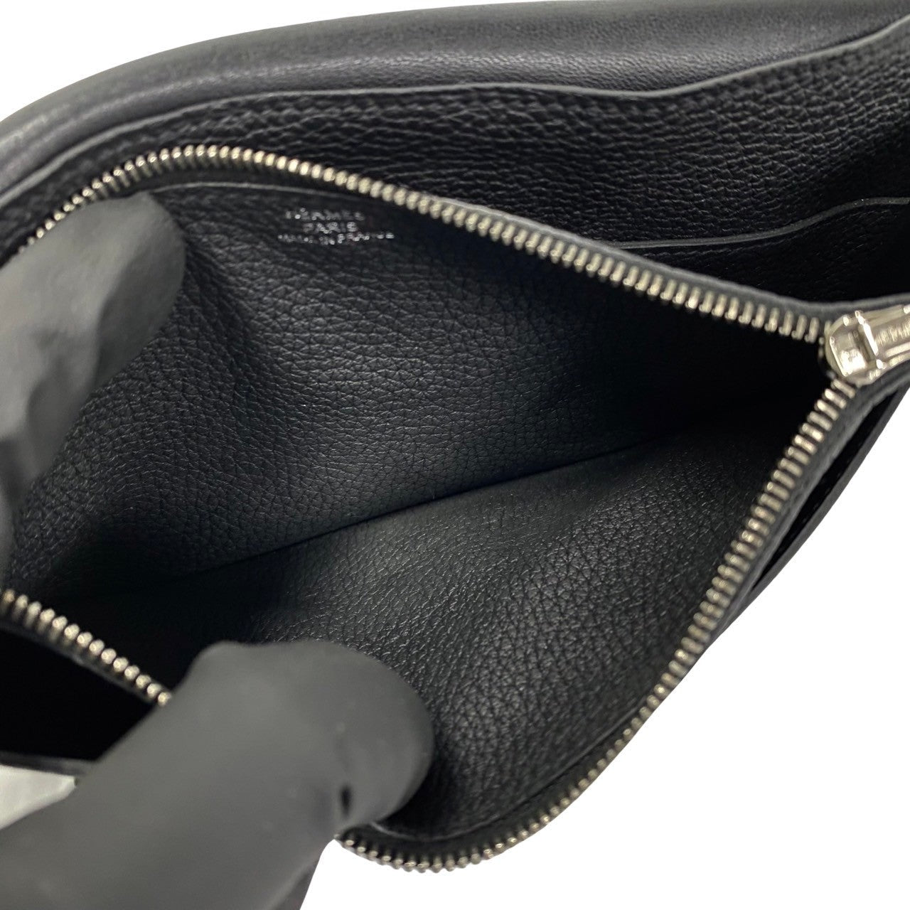 HERMES Long Wallet Purse Togo black Dogon GM