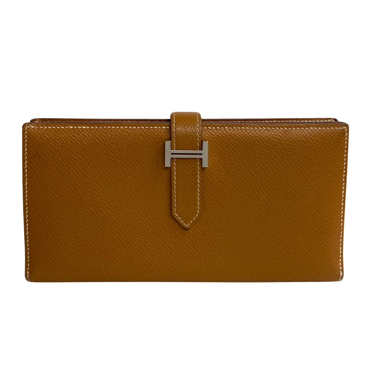 HERMES Long Wallet Purse leather Brown Beansufla