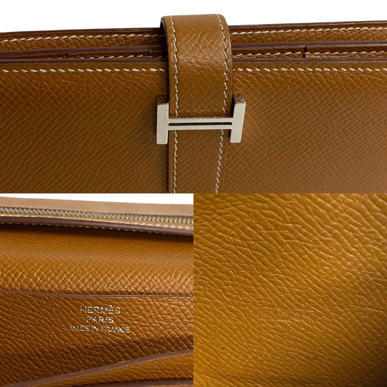 HERMES Long Wallet Purse leather Brown Beansufla