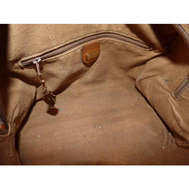 Gucci Vintage Pursesdesigner Purses Shades Of Brown With Small G Logo Leathercoated Canvas Satchel