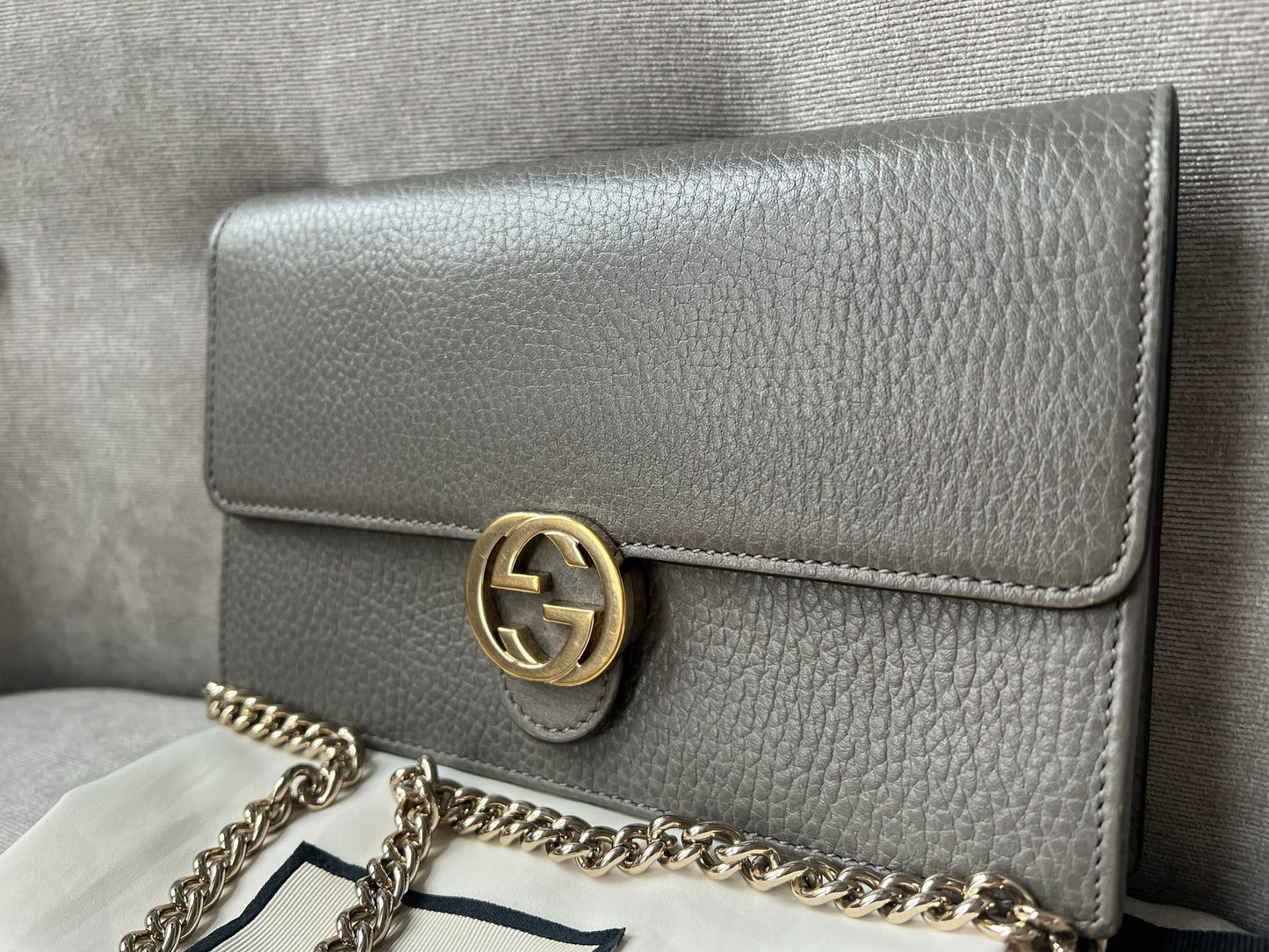Gucci Dollar Grey Interlocking Chain Wallet