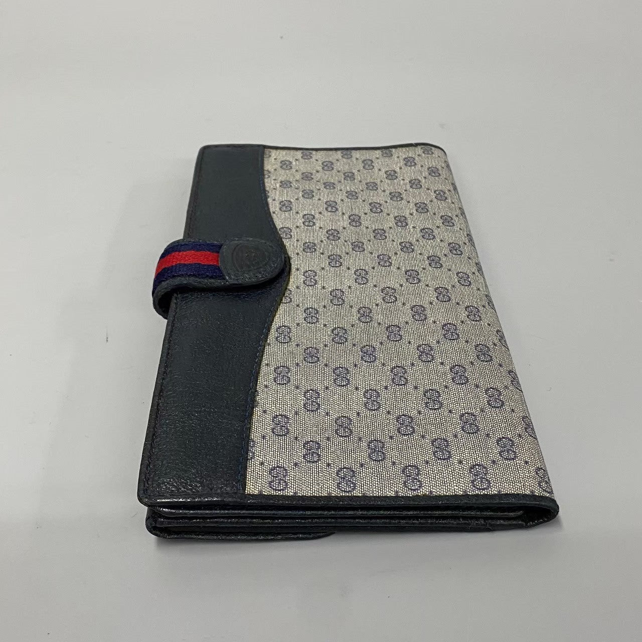 GUCCI Long Wallet Purse leather Navy
