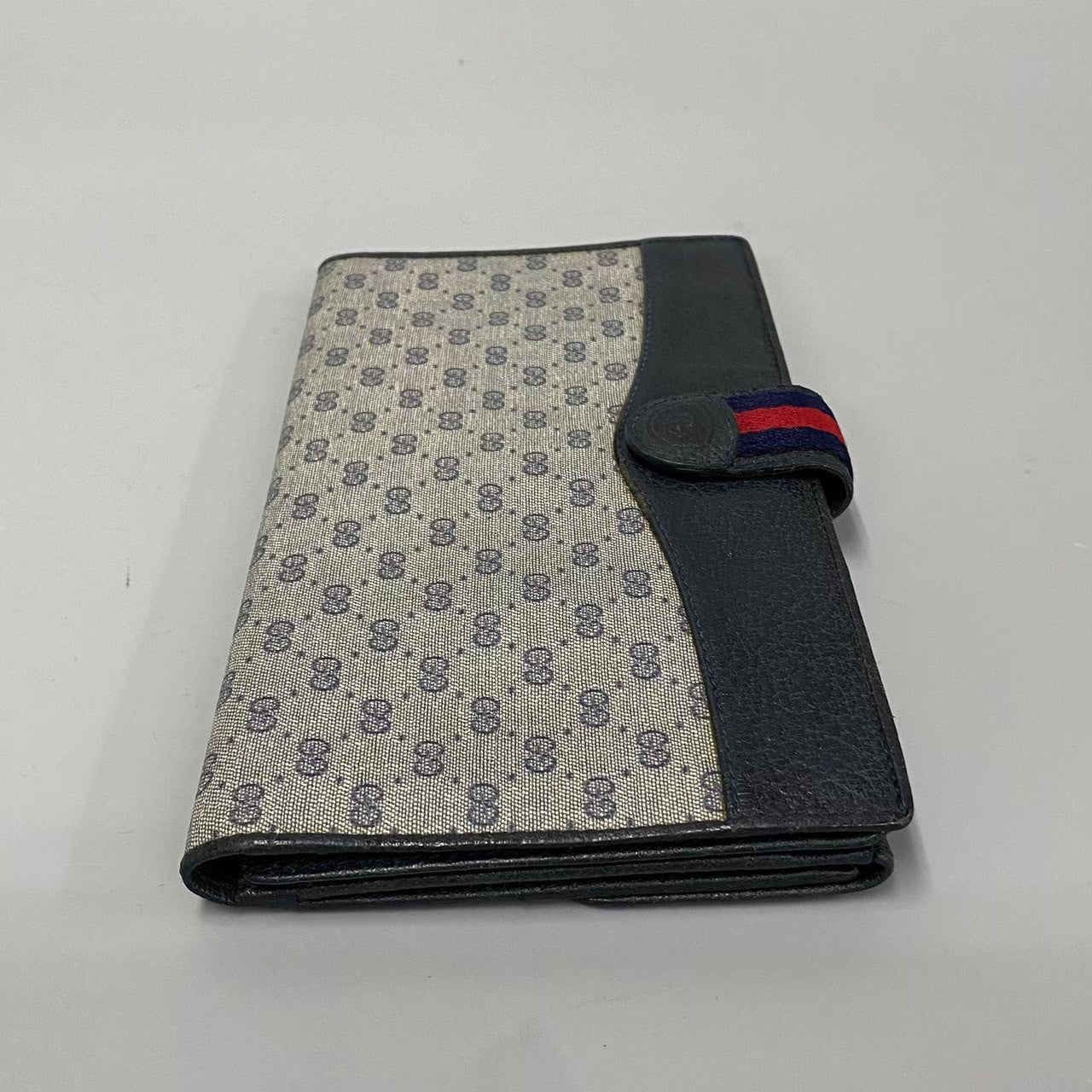 GUCCI Long Wallet Purse leather Navy