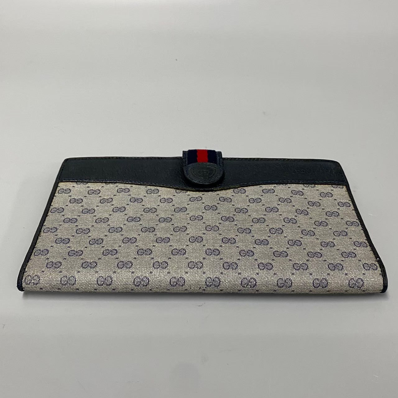 GUCCI Long Wallet Purse leather Navy