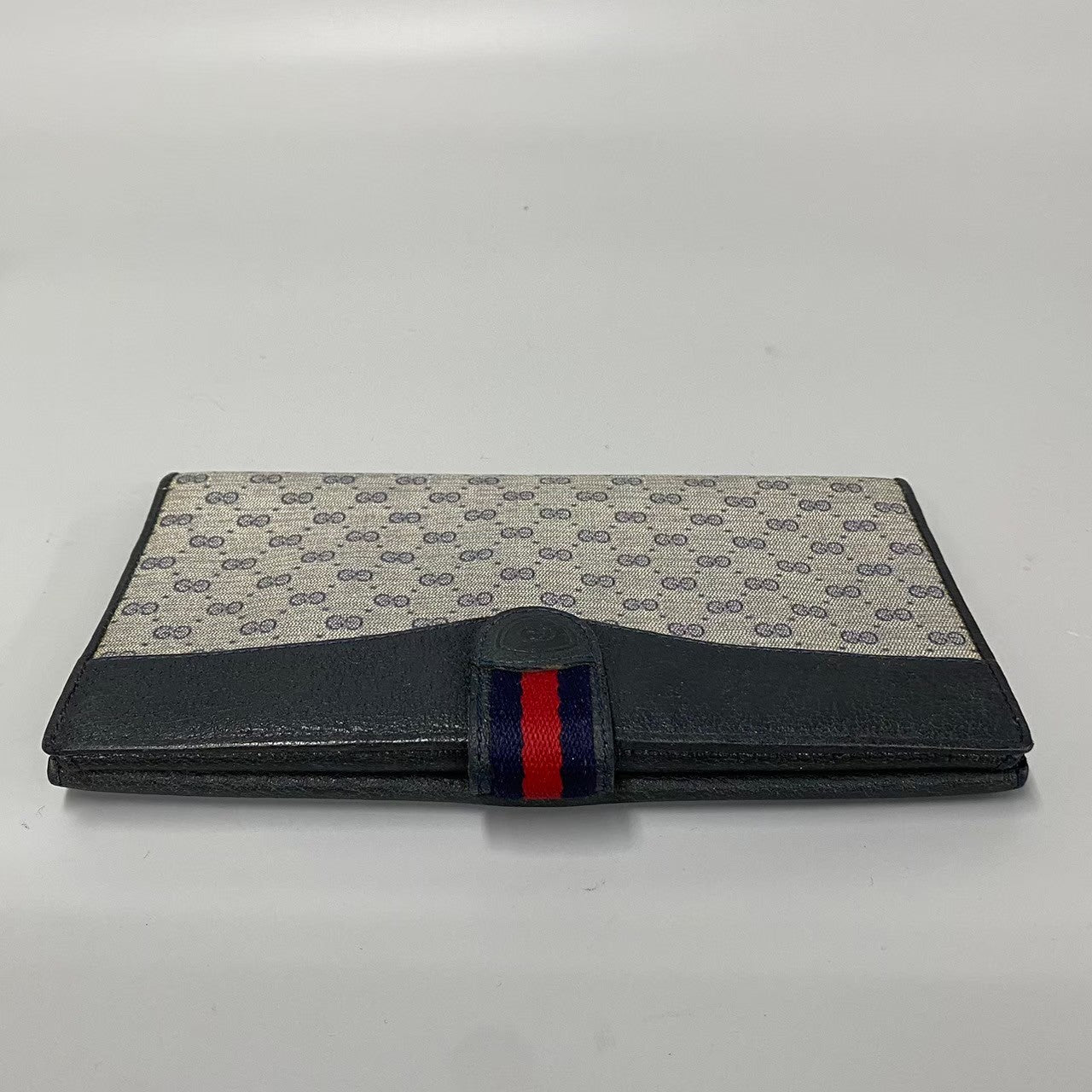 GUCCI Long Wallet Purse leather Navy