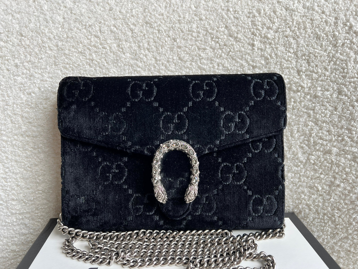 Gucci Black Velvet Dionysus Mini Chain Bag
