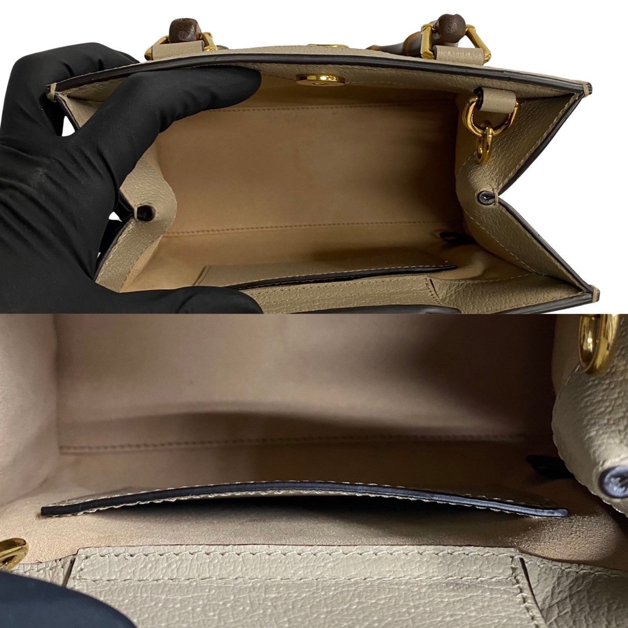 GUCCI Shoulder Bag leather beige Diana Mini Tote