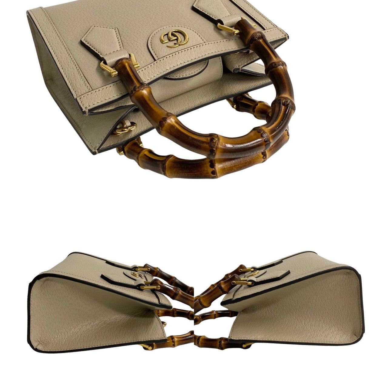 GUCCI Shoulder Bag leather beige Diana Mini Tote