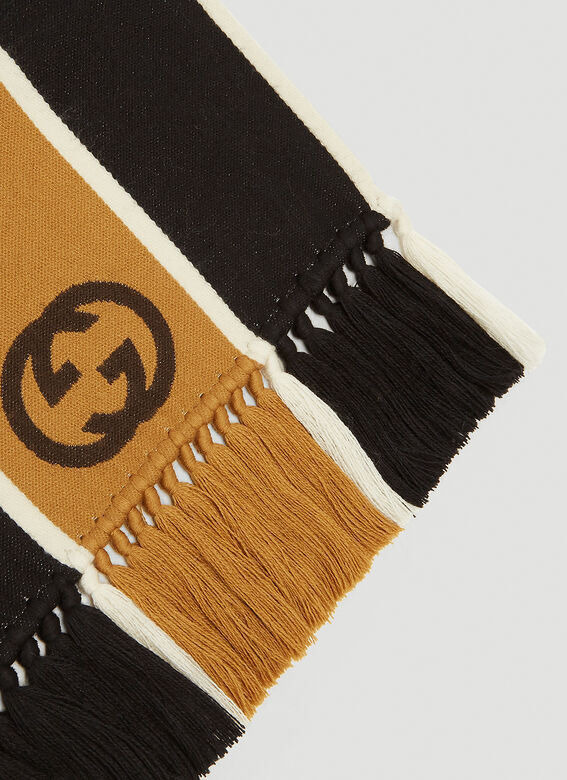 Gucci GG-jacquard Striped Wool-blend Scarf In Black