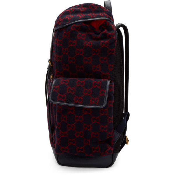 Gucci GG Monogram Print Wool Backpack in Navy