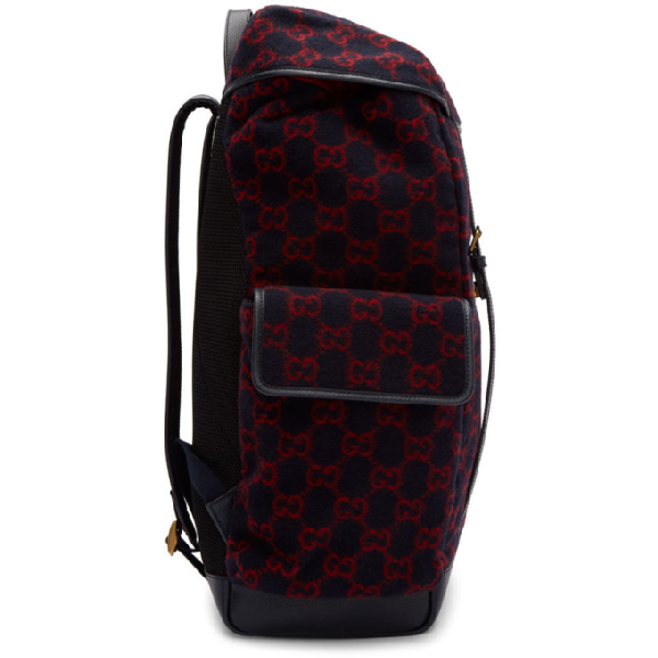 Gucci GG Monogram Print Wool Backpack in Navy