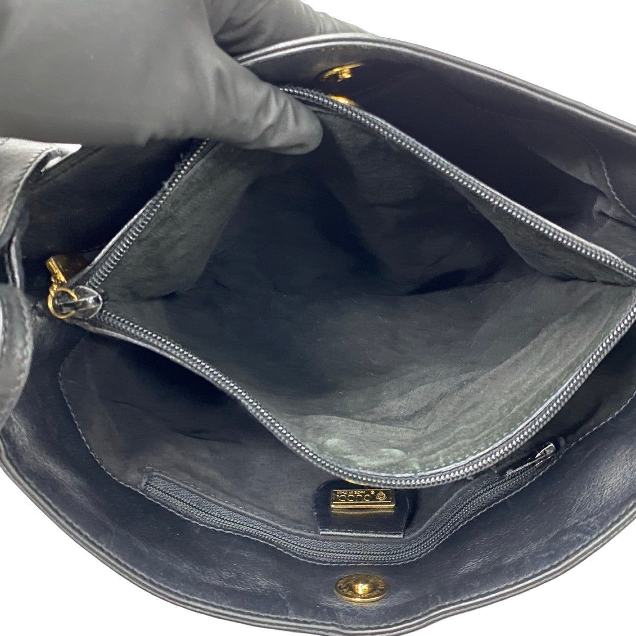 GUCCI Shoulder Bag leather black Old Gucci