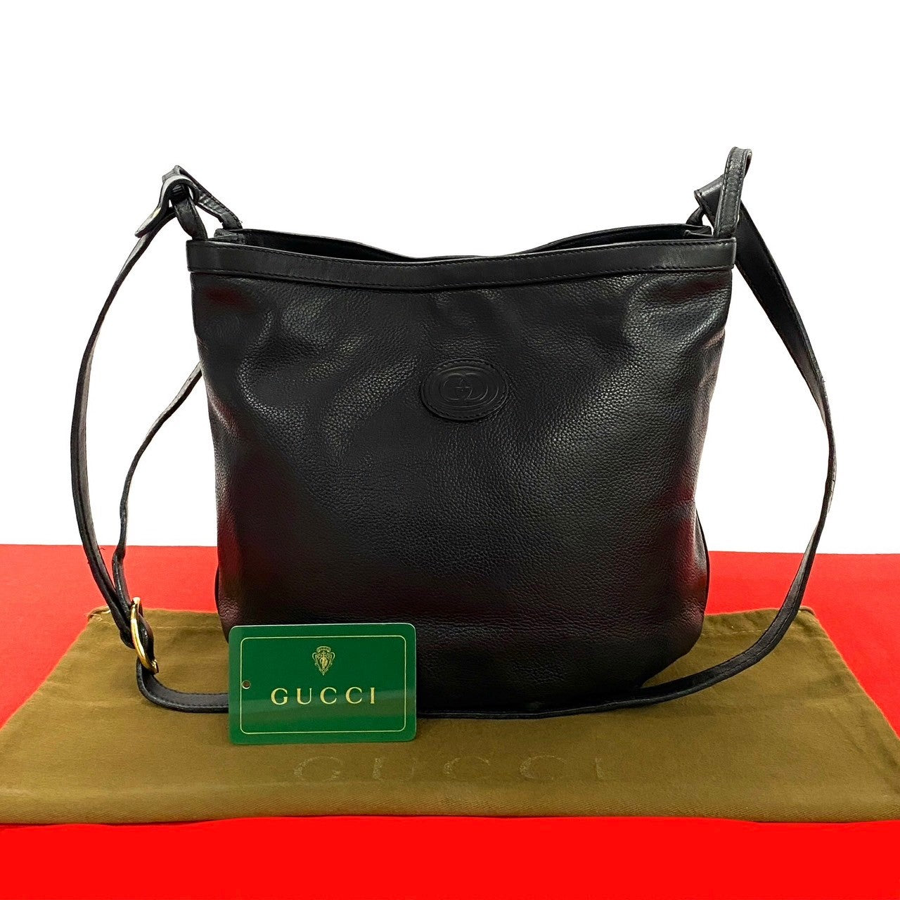 GUCCI Shoulder Bag leather black Old Gucci