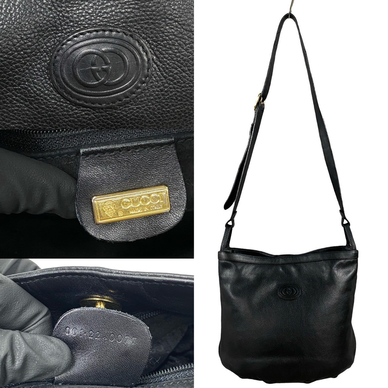 GUCCI Shoulder Bag leather black Old Gucci
