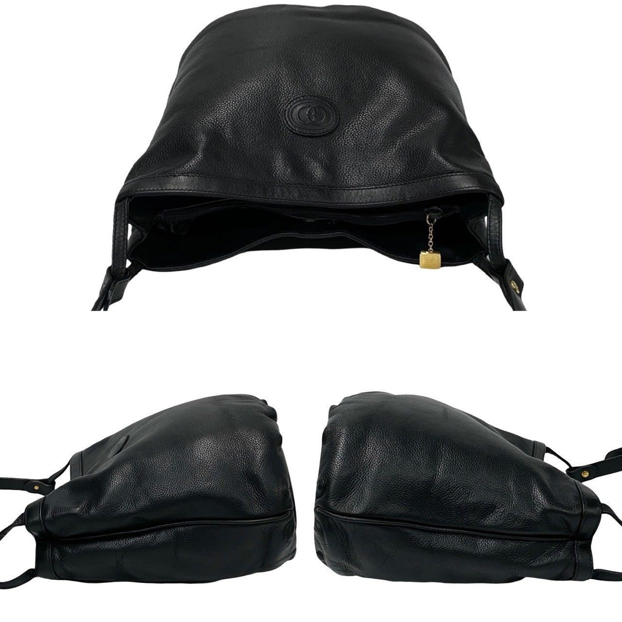 GUCCI Shoulder Bag leather black Old Gucci