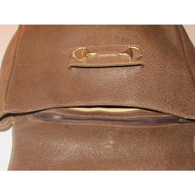 Gucci Horsebit W Envelope Top Clasp Brown Leather Shoulder Bag